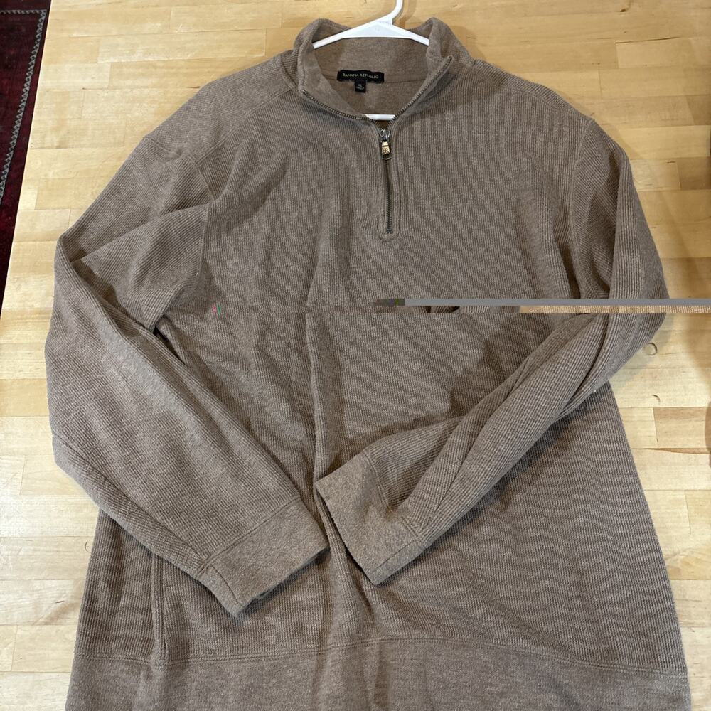 Banana Republic Men's Tan Textured Quarter Zip Pullover Sweater Size XL Soft